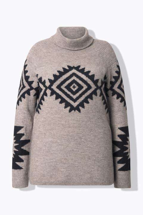 Produktbild Ulla Popken Pullover, Strickmuster, Rollkragen, Raglan-Langarm (54)