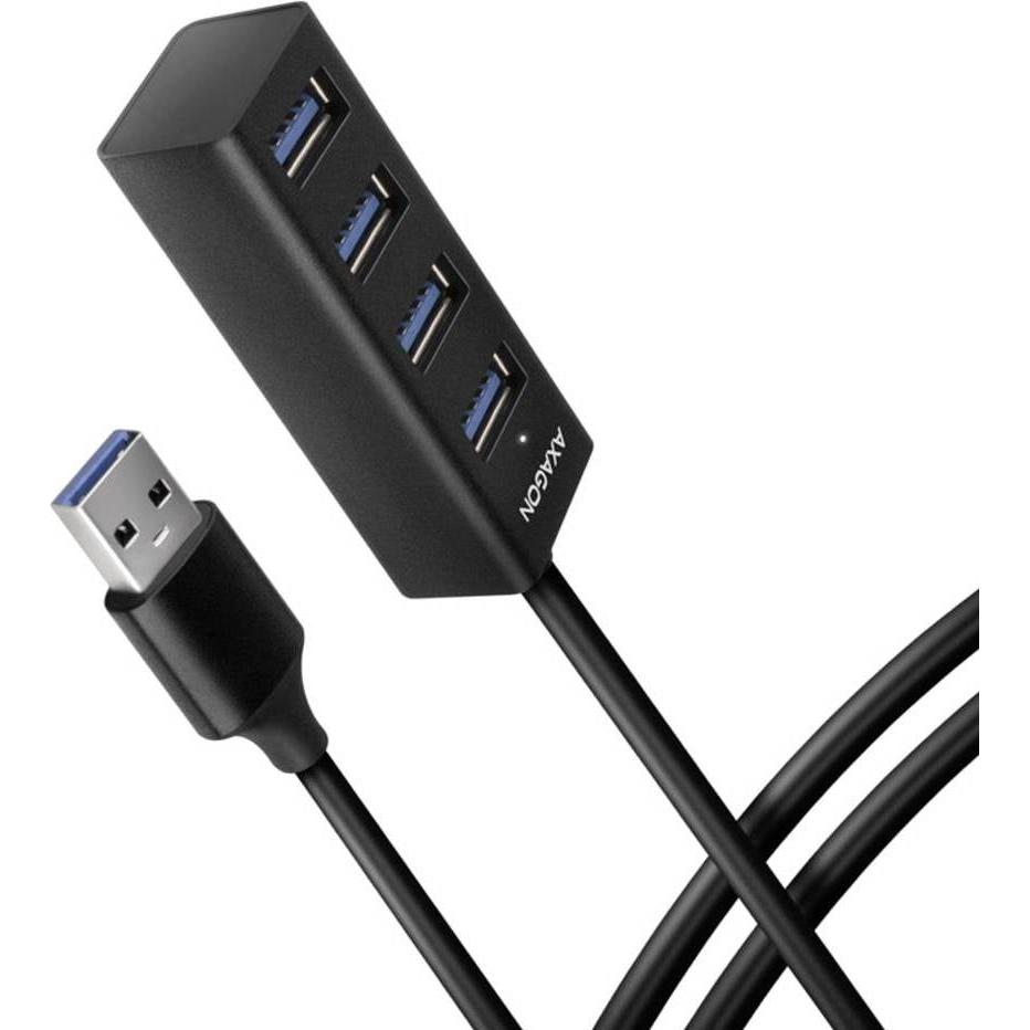 Axagon HUE-M1AL (USB-A, 4 porte), Docking station + Hub USB, Nero