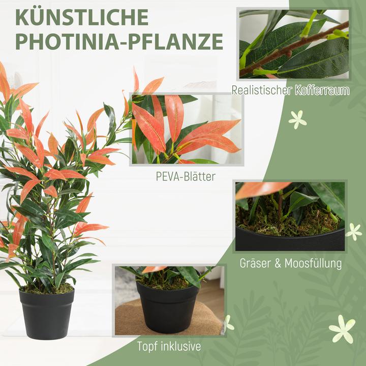 Actual product image Homcom Kunstpflanze Kunststoff, Zement Rot+Grün (90 cm)