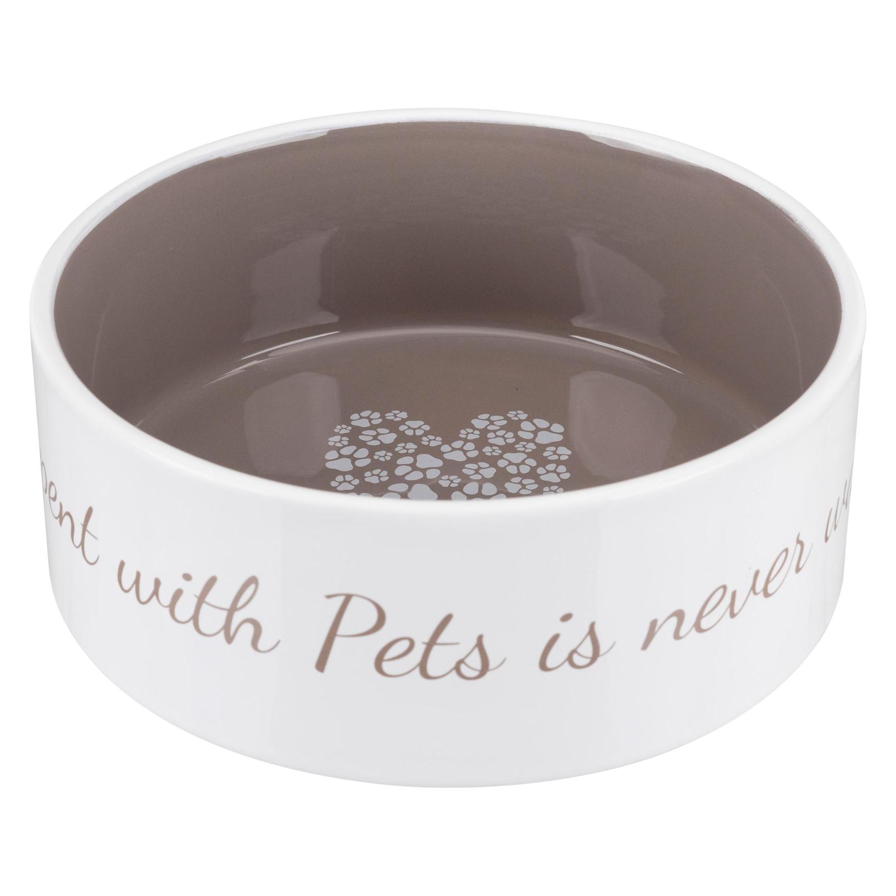 Trixie Keramische Kom Pets Home 1,4l crème/taupe (140 cl), Voerbakje