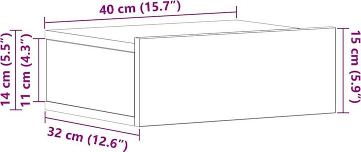 Immagine prodotto vidaXL Hängender Nachttisch (40 x 32 x 15 cm)