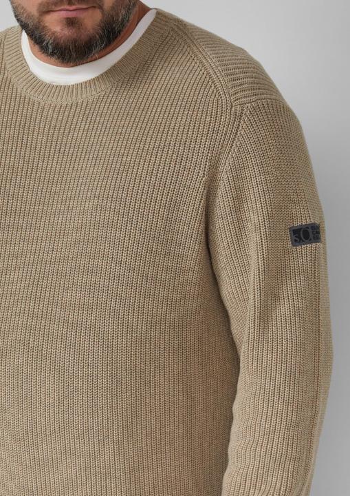 Produktbild s.Oliver Strickpullover Strukturierter Baumwoll-Pullover mit Label-Patch (5XL)