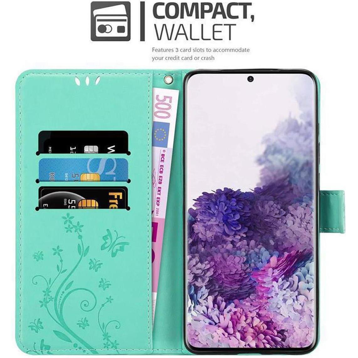Thumbnail - Cadorabo Flower Book Cover (Samsung Galaxy S20+), Smartphone Hülle, Türkis