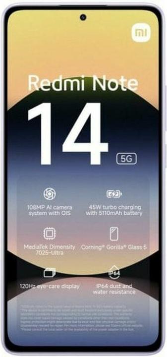 Productafbeelding Xiaomi Redmi Note 14 (256 GB, Lavendelpaars, 6.67", Dubbele SIM, 5G)