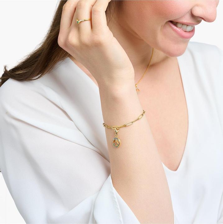 Produktbild Thomas Sabo Charm-Anhänger Peace mit bunten Steinen gold (925er Silber)