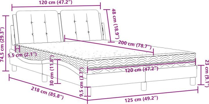 Image du produit vidaXL Bett (120 x 200 cm)