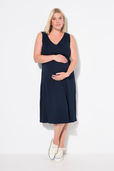Produktbild Ulla Popken Bellieva-Kleid, Stillfunktion, Rippjersey, Wickeloptik, ärmellos (54)
