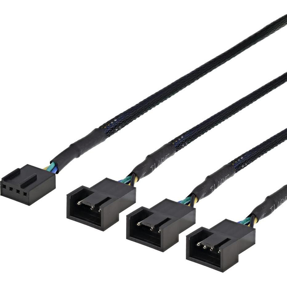 Thumbnail - Deltaco splitter för PWM-flaektar 4-pin till 3x4-pin ho svart (0.30 m), Stromkabel