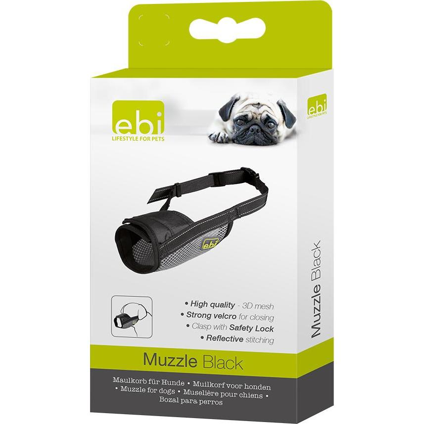 Thumbnail - EBI Muzzle schwarz S (S, Hund), Halsband + Leine