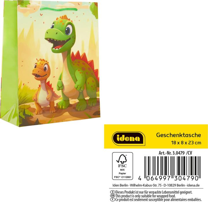 Actual product image Idena Gift bag children motif dino multicoloured 18x8x23cm