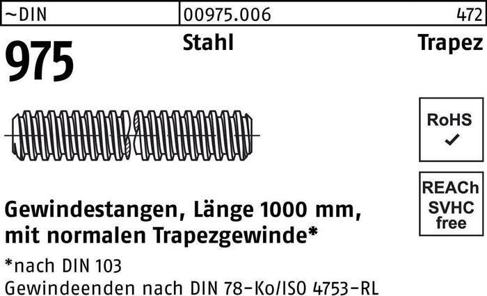 Produktbild Gewindestange DIN 975 Trapezgewinde TR 20 x 4 x 1000mm Stahl