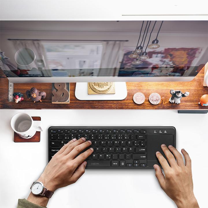 Image du produit LogiLink Clavier sans fil avec touchpad, 2,4 GHz, noir (DE, Sans fil)