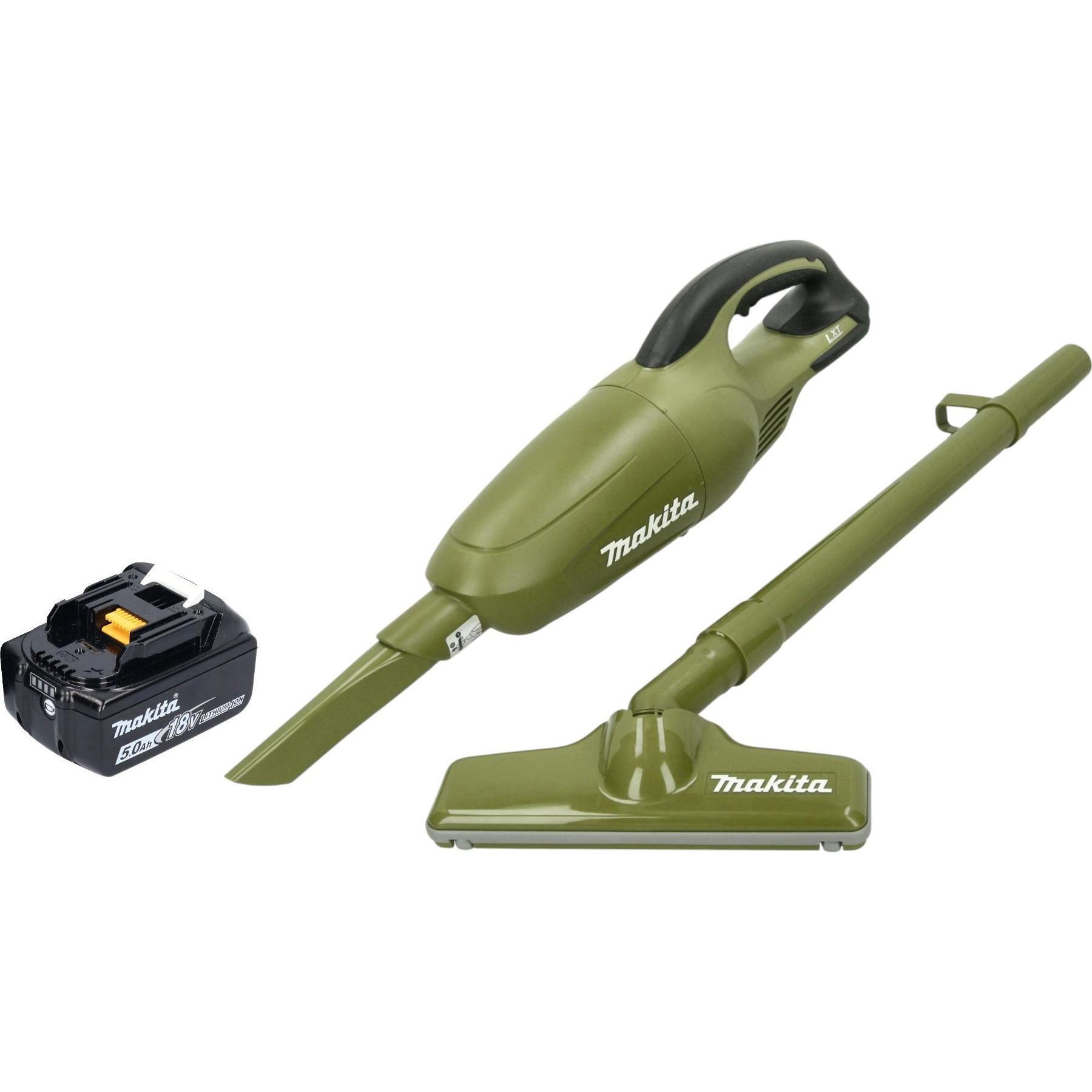 Makita DCL 180 TO Akku Staubsauger 18 V 0,65 l Olive Outdoor Adventure Serie + 1x Akku 5,0 Ah -, Staubsauger, Grün