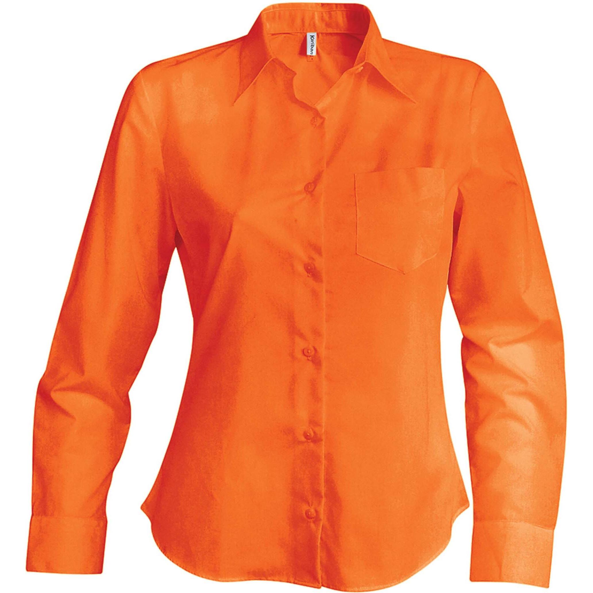 Kariban, Damen, Hemd, Hemd Frau lange Ärmel Jesica, Orange, (3XL)