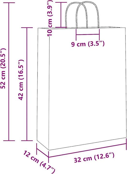 Actual product image VidaXL Kraft paper bags 50 pcs. with handle red 32x12x42 cm paper bag (Gift bag, 50 x)