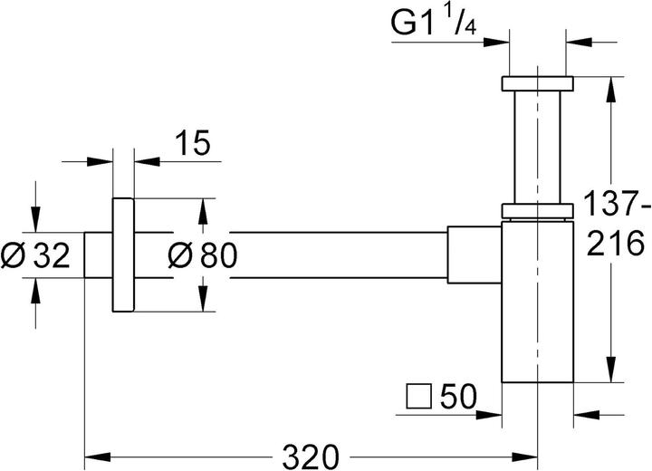 Produktbild Grohe Geruchsverschluss 1 1/4Zoll f WT chr (Flaschensiphon, 1 1/4")
