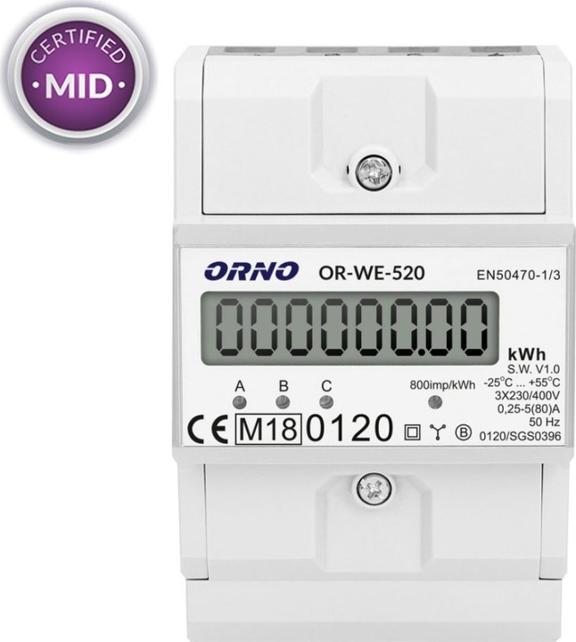 Produktbild Orno 3-Phasen-Stromzähler