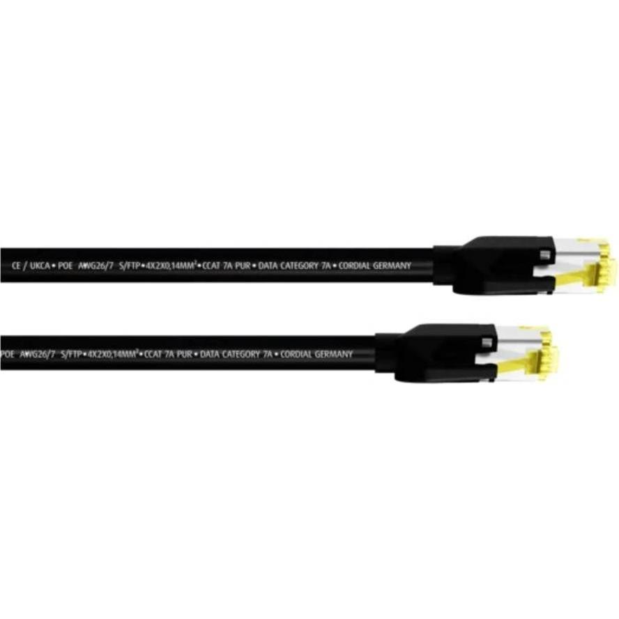 Cordial 15581 RJ45 Netzwerkkabel, Patchkabel CAT 7a S/FTP 10.00 m Schwarz PUR-Ma (S/FTP, CAT7a, 10 m), Netzwerkkabel