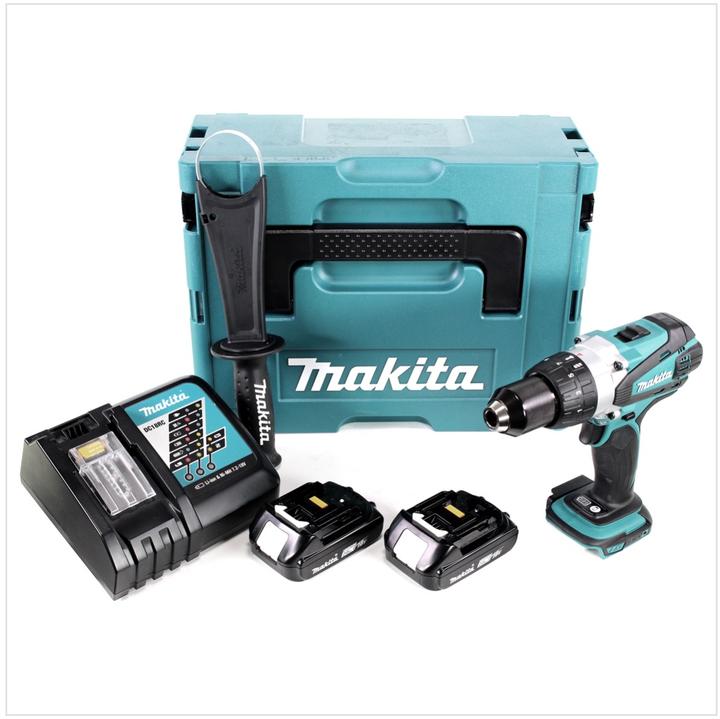 Produktbild Makita DDF 458 RAJ Akku Bohrschrauber 18 V 91 Nm + 2x Akku 2,0 Ah + Ladegerät + Makpac