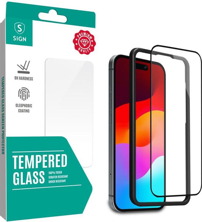 Image du produit SIGN Protecteur d'écran complet en verre trempé pour iPhone 16 Pro avec cadre de montage (Apple iPhone 16 Pro)