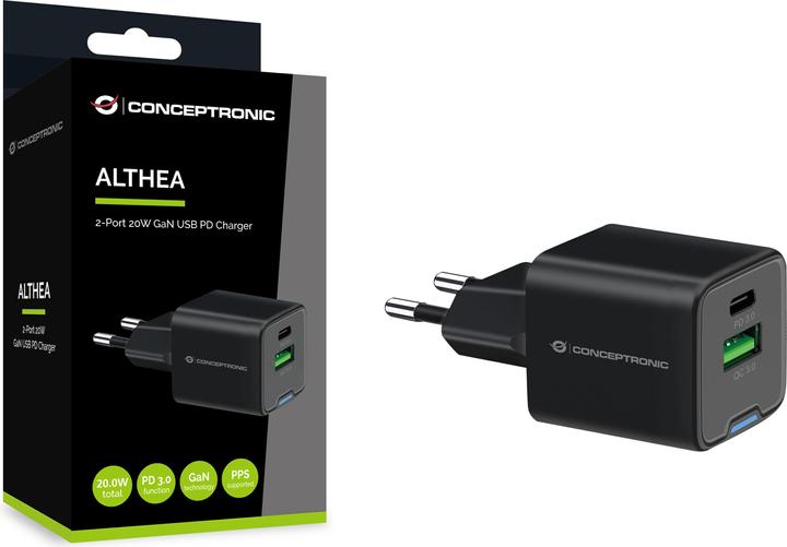 Image du produit Conceptronic Chargeur 2Port 20W,1xUSB-C,1xUSB-A Desk PD sw (20 W)