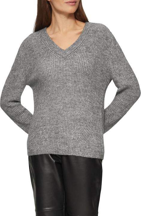 Produktbild s.Oliver Strickpullover Strickpullover mit V-Ausschnitt und Rippblende (46)