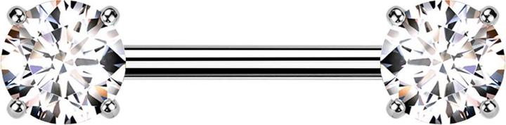 Produktbild Star Piercing Barbell Threadless silber mit zwei Kristallen silber gefasst (Titan G23, ohne Messing)