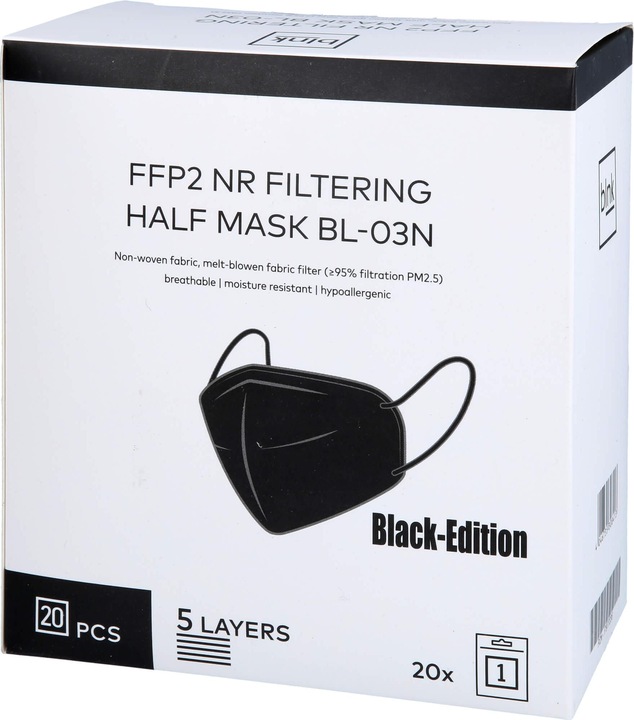 Actual product image blnk Hygiene face mask 20-pack ** black (FFP2, 20 x)