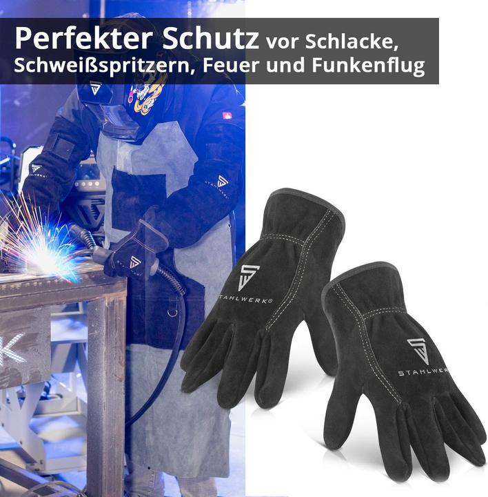 Image du produit Stahlwerk Gants de soudeur résistants à la chaleur en croûte de cuir de haute qualité (XL)