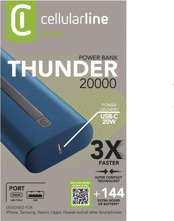 Actual product image Cellularline Thunder 20000 (20000 mAh, 20 W, 74 Wh)