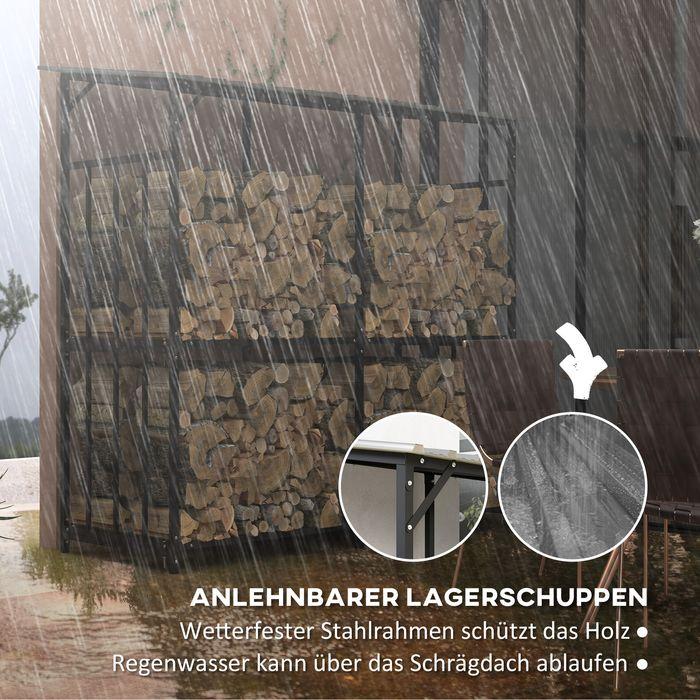 Image du produit Swisshandel24 Kaminholzregal aussen, Kaminholzunterstand 1,17 m³ Brennholzregal mit Metalldach