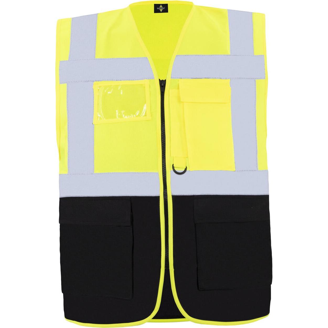 Korntex, Warnweste + Warnshirt, Warnweste Multifunktional Hamburg Gelb/Schwarz 360° Sicherheit XXL EN ISO 17353  KXCMF (...