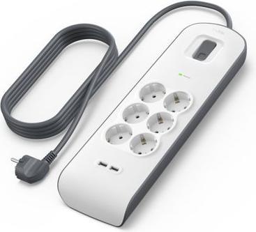 Produktbild Belkin Steckdosenleiste 6-fach + 2xUSB-A, 2m Kabel BSV604vf2M-V2 (6x, Typ 13, USB-A, 2 m)