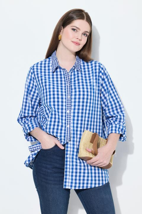 Immagine prodotto Ulla Popken Camicia a quadri con colletto da camicia, maniche lunghe e linguetta per risvolto (54)
