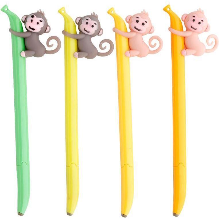 Puckator, Schreibstifte, Affe Banane feine Spitze Kugelschreiber Kuli (yellow/pink)