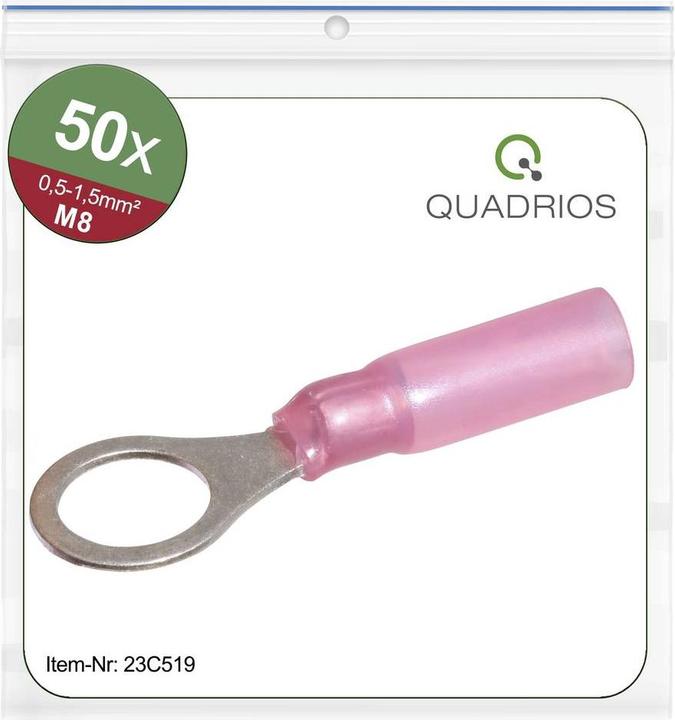 Produktbild Quadrios 23C519 Ringkabelschuh Querschnitt (max.)=1.5 mm² Loch-Ø=8.5 mm Teiliso