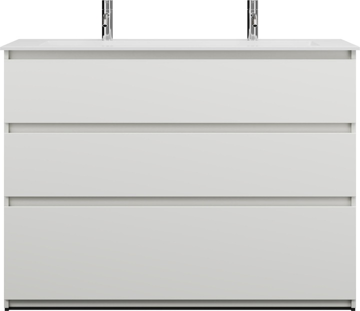 Immagine prodotto burgbad Lin20 Minearl lavabo in fusione colore bianco lucido con 2 fori per rubinetto incluso mobile