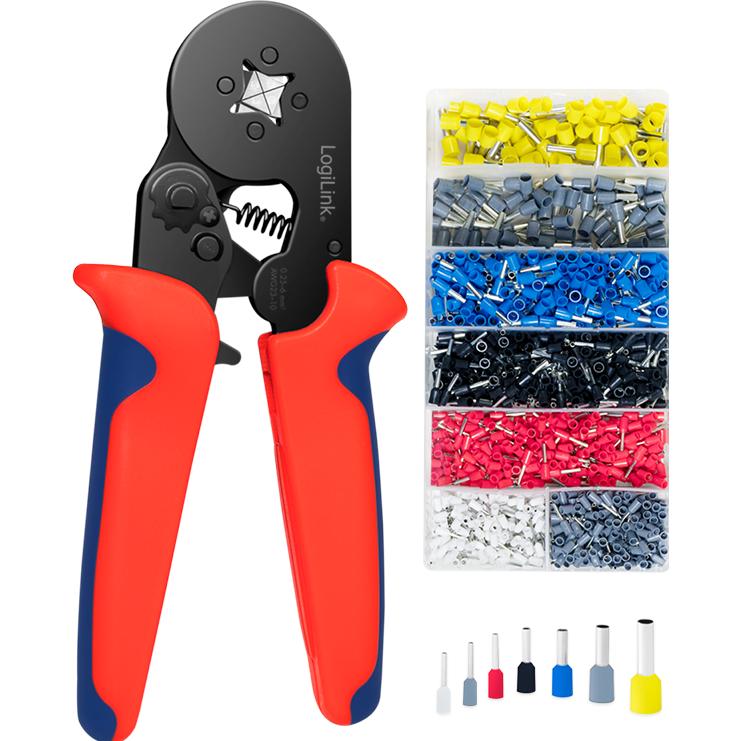 Thumbnail - LogiLink, Zange, Adernendhülse-Crimpzange inkl. 1200 Adernendhülsen (180 mm)
