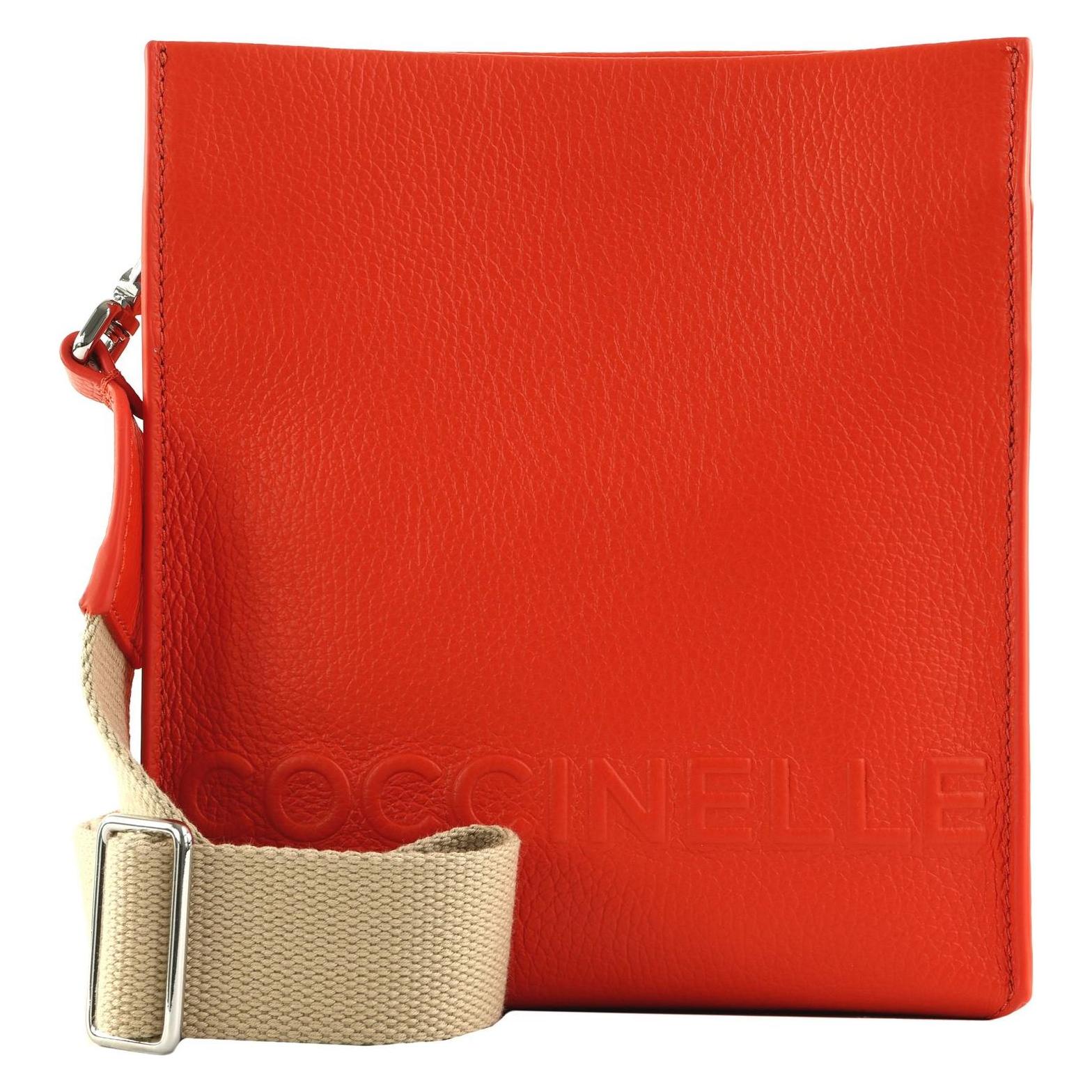 Coccinelle, Damen, Handtasche, Myrtha Maxi Log Crossbody Bag Grained Leather, Orange