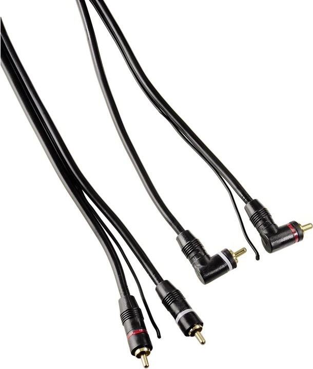 Hama Cinch-Kabel, 2 Stecker - 2 Stecker, 90° mit Remoteleitung, 5 m, Schwarz