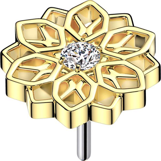 Actual product image Star Piercing Threadless Lotusblume vergoldet Kristall silber (without brass, Titanium)