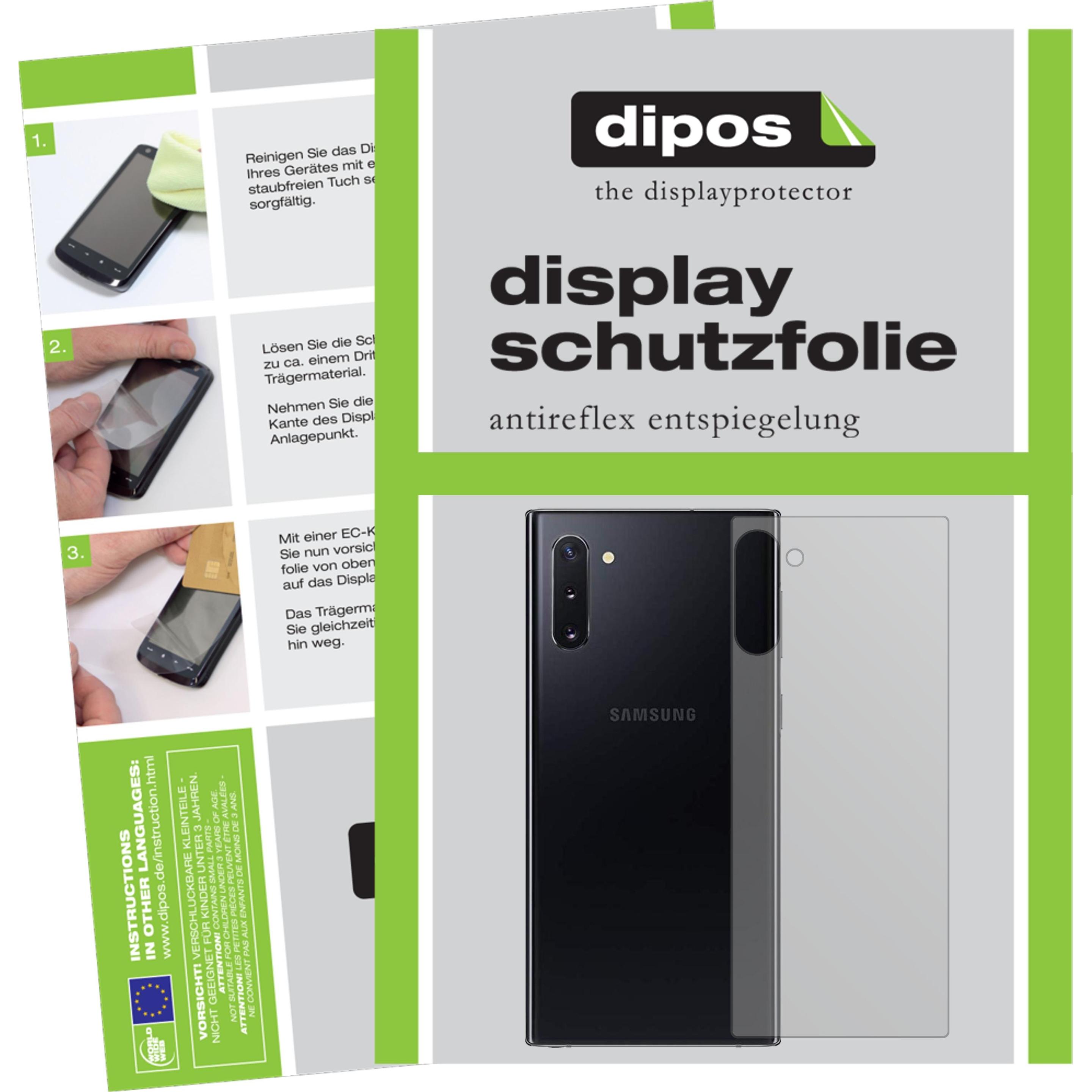 Dipos Displayschutzfolie Antireflex (2 Stück, Samsung Galaxy Note 10), Smartphone Schutzfolie, Transparent