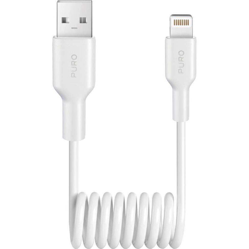 Puro 12W USB-A - Lightning Spiralkabel 1m - Weiss (1 m, 12 W), Cavo USB
