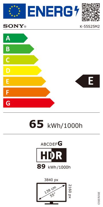 Label énergétique Sony K55S25M2PB (55", Bravia 2 II, LED, 4K, 2026)