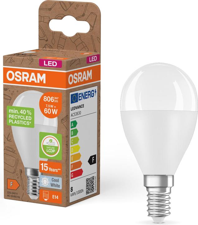 Productafbeelding Osram LED Pcr Lampen Met Klassieke P (E14, 7.50 W, 806 lm, 6 x, F)