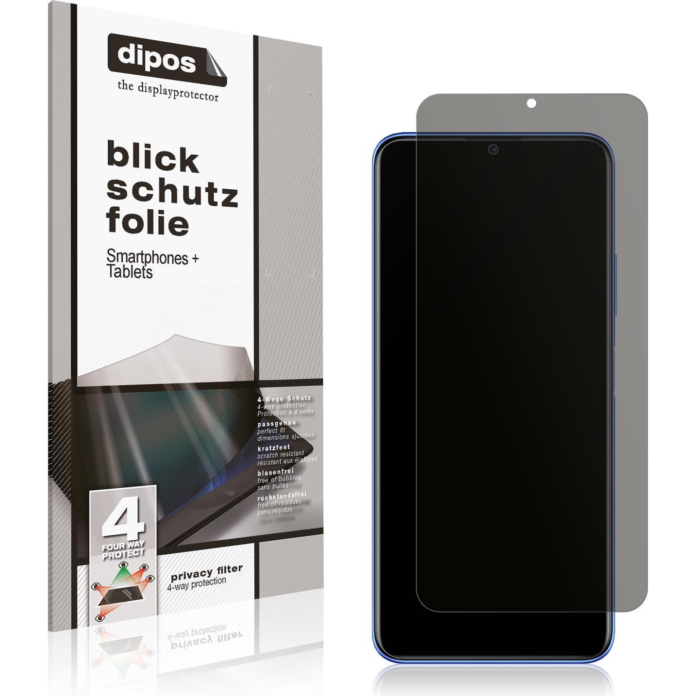 Dipos Blickschutzfolie 4-Way Privacy (1 Stück, Huawei Nova Y70), Smartphone Schutzfolie, Transparent