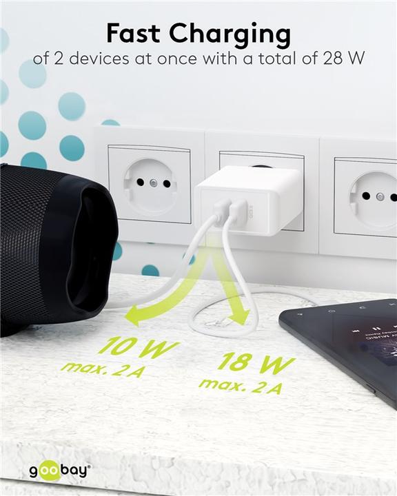Produktbild Goobay Dual USB-A Schnellladegerät (28 W)