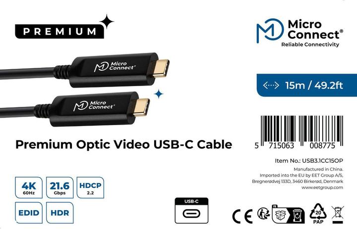 Actual product image MicroConnect Premium Optic USB-C, 15m (15 m, USB 3.2 Gen 1)