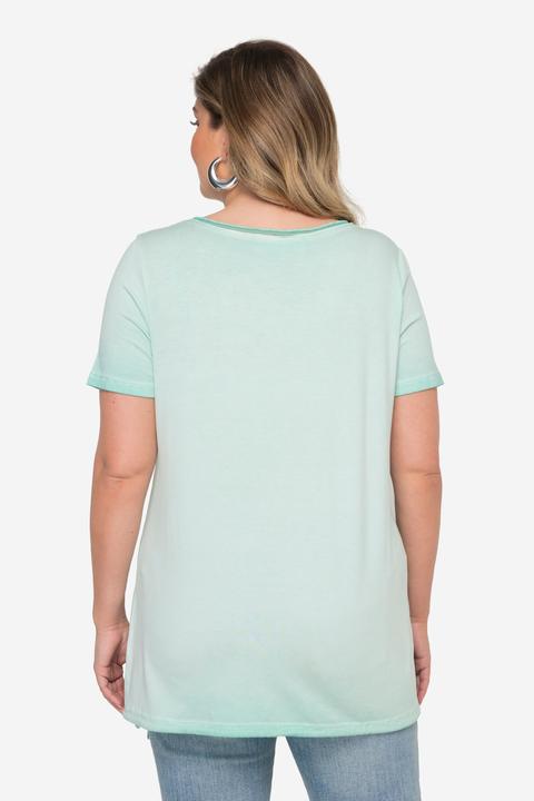 Image du produit Miamoda T-shirt à manches courtes avec ourlet à nouer. Encolure en V avec bandes fantaisie (52)