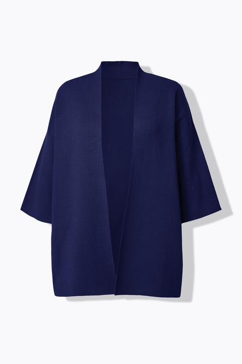 Produktbild Ulla Popken Strickjacke, oversized, offene Form, Schalkragen, Halbarm (54)